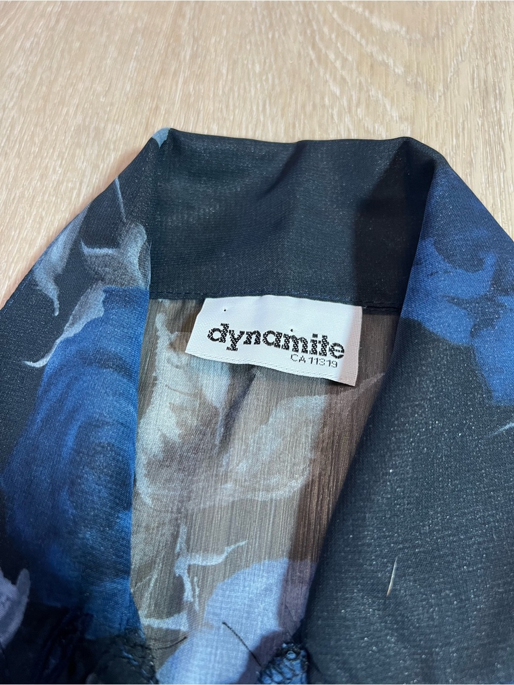 Y2K Vintage Dynamite Black Floral Sheer Short-Sleeve Shirt Women’s Size Small - Picture 2 of 8